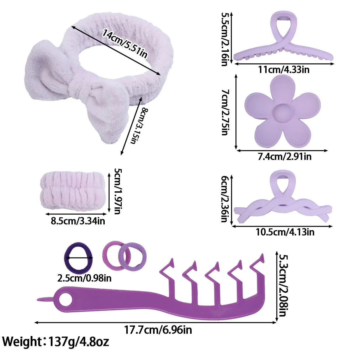 58-Piece Hair Accessories Set Butterfly End Hair Ties Shark Clip Flower Hair Grips Hair Bands Hair Accessories for Women Girls.