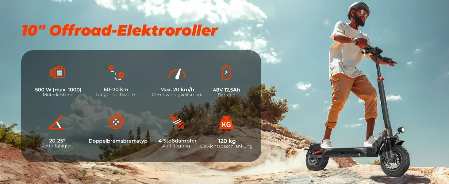 isinwheel T4 （ABE）Adult Electric Scooter 1000W Motor 48V12.5Ah Battery Electric Scooter 10" Off-Road  Tire  Electric Scooter.