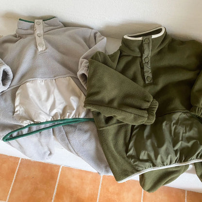 2025 Winter New Children Polar Fleece Sweatshirt Set Boys Girls Plus Velvet Thick Warm 2pcs Suit Kids Casual Sports Outfits.