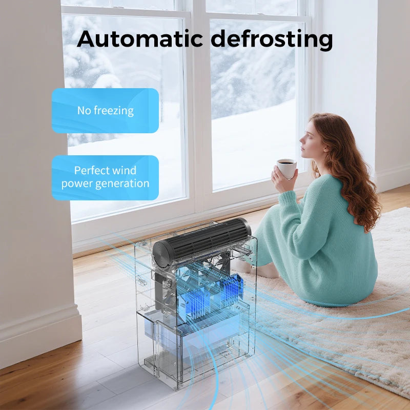 Dehumidifier for Bedroom 2000 ml, Double Hold Design, Drying Mode, Sleep Mode 30 dB, Automatic Defrost Function 24h Timer.