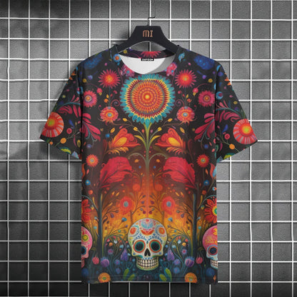 Mexican Skull Day of The Dead Graphic T Shirt for Men Womens Graffiti Clothing Horror Goth T-shirts Fashion Streetwear Tops Tees.