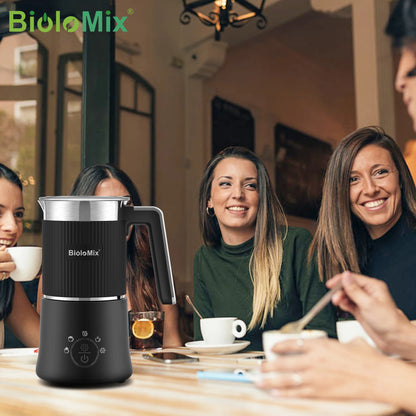 BioloMix Detachable Milk Frother and Steamer,5-in-1 Automatic Hot/Cold Foam and Hot Chocolate Maker,Dishwasher Safe.