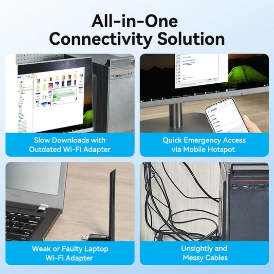 Vention New USB WiFi 6 Adapter 5G/2.4G 600Mbps Wireless WiFi Receiver Antenna Network Card Dongle LAN for Laptop PC Win 10/11.