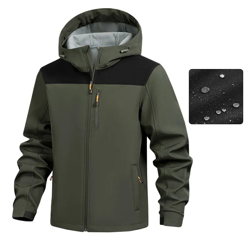 Jacket Coat Winter Soft Case Male Outdoor Sports Hooded Coat Multi-pocket Inside Fleece Casual Waterproof Windproof Sport Jacket.