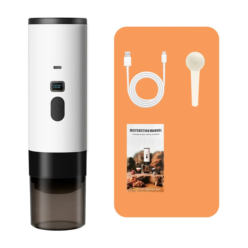 Portable Electric Coffee Maker 3-in-1 Capsule Coffee Grinder Travel Coffee Espresso Maker for Car and Home Camping.