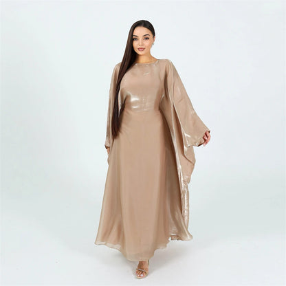 Muslim Kaftan Dress Satin Batwing Abaya For Women Dubai Luxury 2024 Islam Kebaya Robe Caftan Marocain Femme Musulmane Vestidos.