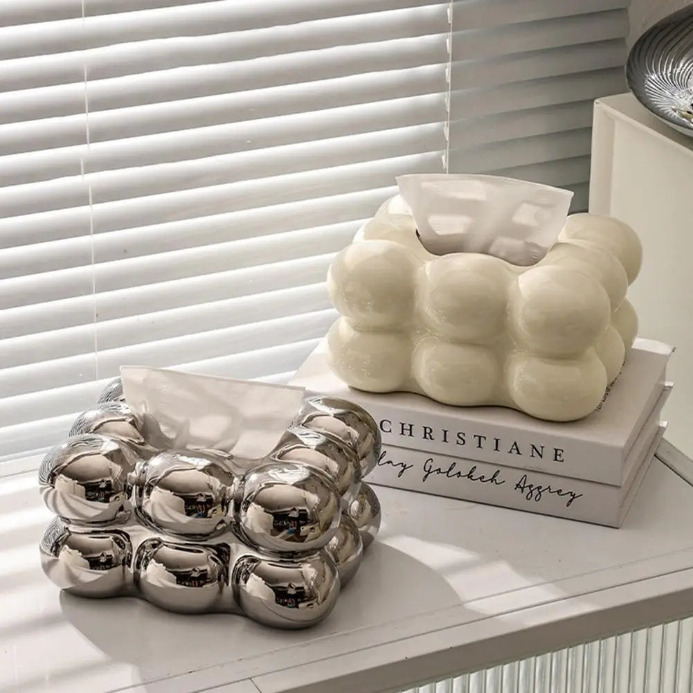 Nordic Style Tissue Box Napkin Holder Case Paper Box Container Modern Marshmallow Shape Tissue Case Refill Napkin Holder Box.
