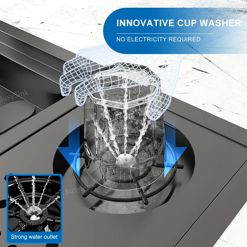 Hidden Cup Washer kitchen Sink Stainless Steel Small Bar Single Slot Washbasin Multifunctional With Cover Plate Dishwashing Pool