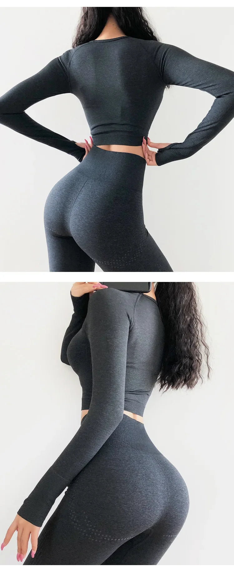 Seamless Yoga Shirt Women Fitness Long Sleeve Crop Top Workout Tops Gym Clothes Sportswear Running T-shirts.