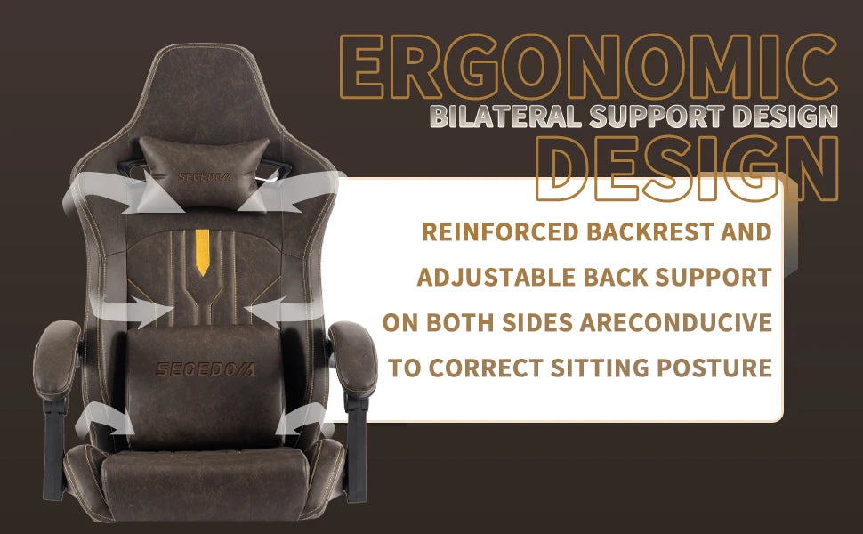 SUKIDAGaming-Stuhl, Computerstuhl, ergonomischer Gaming-Stuhl mit Fußstütze, Bürostuhl, ergonomischer Computerstuhl mit Lordosenstütze