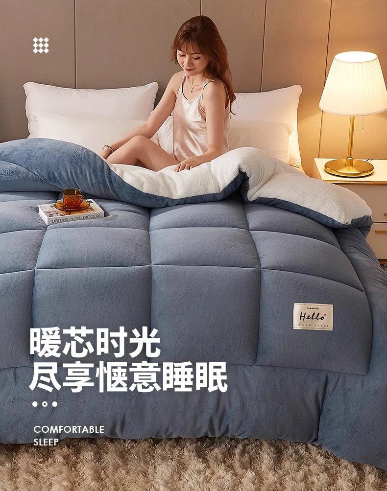 Lamb wool  - et winter thickened quilt super warm 5kg thick comforter winter spring autumn single double milk velvet  - et.