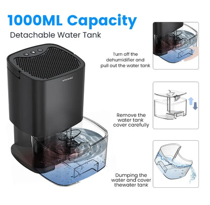 1000ML Air Dehumidifier with Basic Air Filter for Home Room Office Kitchen Moisture Absorbers Machine Anti Humidity Air Dryer.