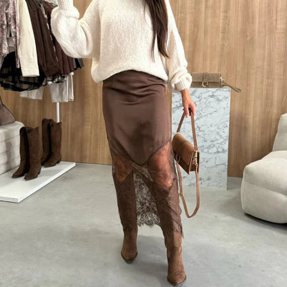 Tuularose Vintage Lace Skirts Fashion Lace Patchwork Sexy See Through Skirts High Street Elegant Party Streetwear Women's Skirts.