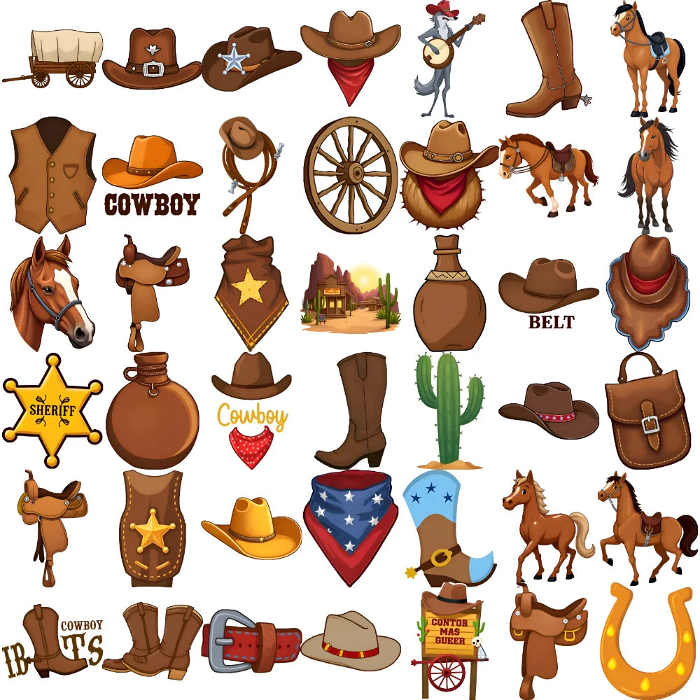 63 Stück Western Cowboy Temporäre Tattoos Wasserdicht Langlebig Körper Arm Fake Tattoo Einweg Tattoo Aufkleber für Männer Frauen.