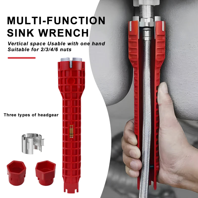 24 in 1 Sink Faucet Wrench Multifunction Pipe Wrench Anti-Slip Handle Double Head Wrench For Kitchen Bathroom Water Pipe Repair