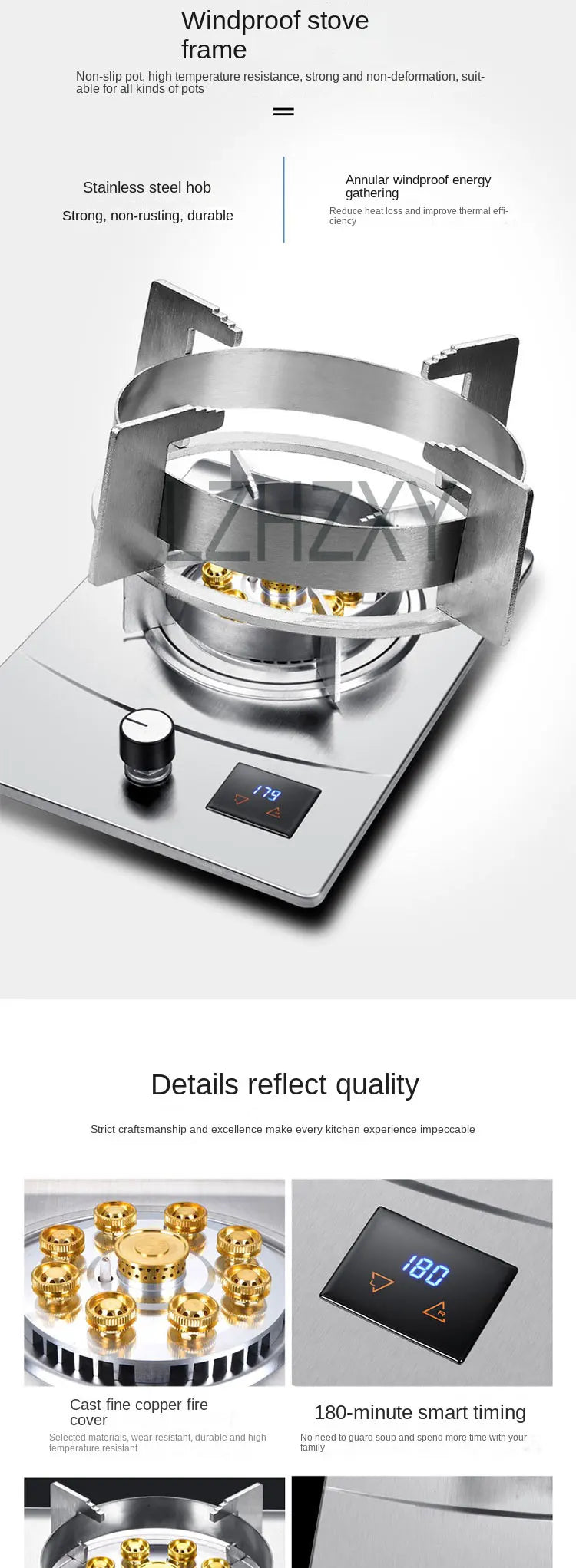 Gas Stove Single Stove Household Desktop Liquefied Gas Natural Gas Stove Embedded Stainless Steel Fierce Fire Stove Gas Cooker.