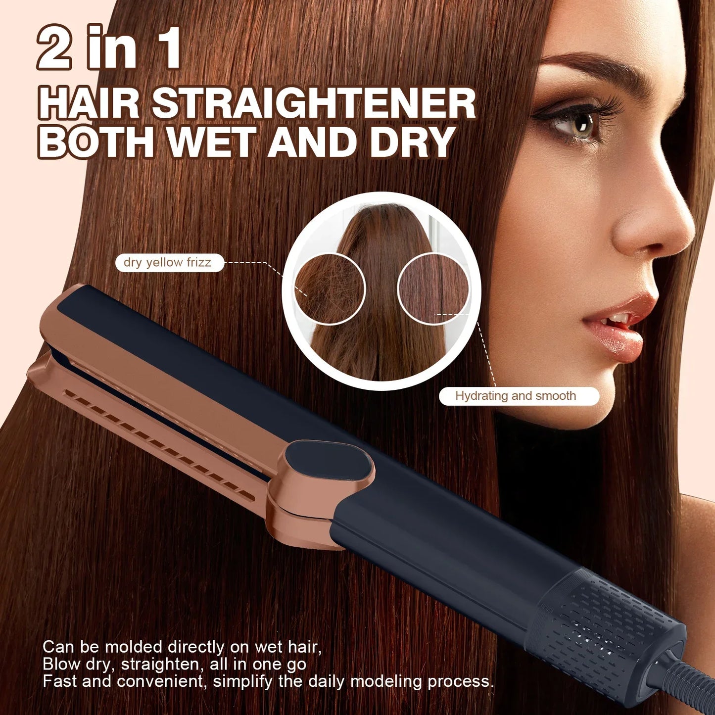 2 in 1 Hair Straightener Hair Dryer Dry Air Negative Ion Wet & Dry Straightener Air Wrapped Negative Ion Portable straightener