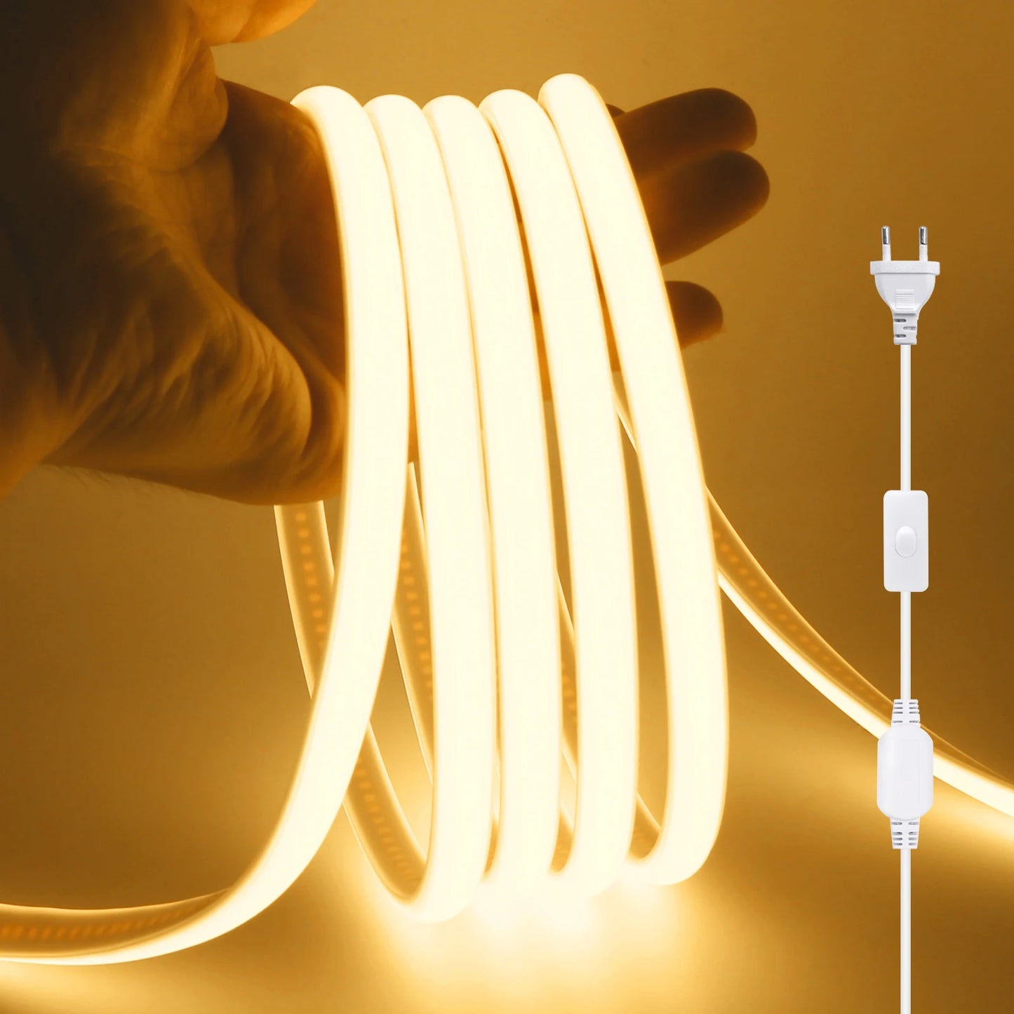 220V COB LED Light Strip Waterproof With EU Plug Red/Blue/Pink/Green Home Outdoor Garden Lighting Flex Silicone Tube Neon Lamp