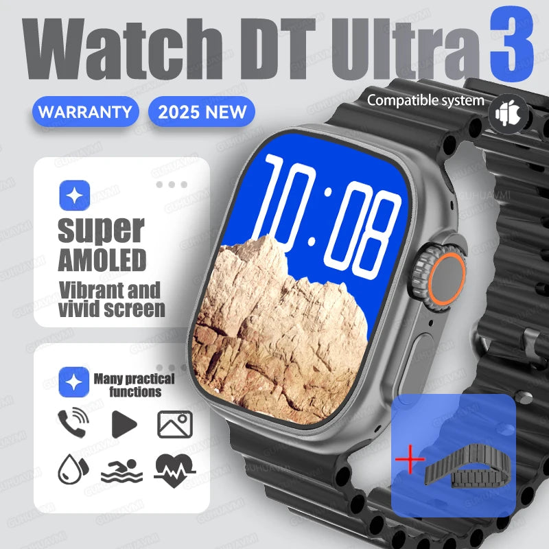 DT Ultra 3 Smartwatch Amoled Screen 4GB MP3 MP4 Player Bluetooth Network Sharing APP Store ChatGPT Smart AI Watch Men Sportwatch