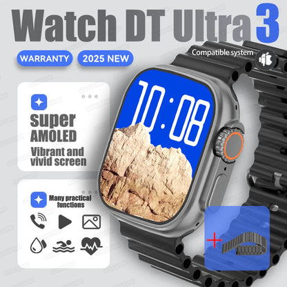 DT Ultra 3 Smartwatch Amoled Screen 4GB MP3 MP4 Player Bluetooth Network Sharing APP Store ChatGPT Smart AI Watch Men Sportwatch
