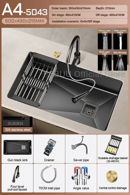 304 Stainless Steel Kitchen Sink Single Bowl Thickened Material Undermount Basin Vegatable Workstation With Drain Accessories