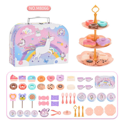 Kids Tea Party Set For Little Girls Mermaid Gift Pretend Toy Tin Tea Set Princess Tea Time Kitchen Pretend Play Tea Set Gift