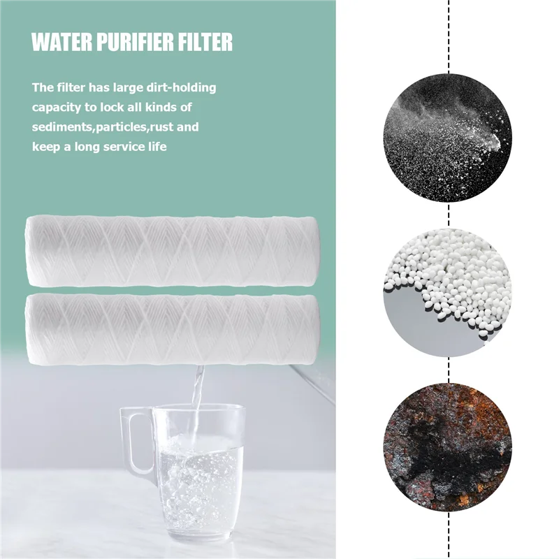 A01V-5 Micrometre 10 X 2.5 Inch String Wound Sediment Water Filter Cartridge Whole House Sediment Filtration, Universal Replacem