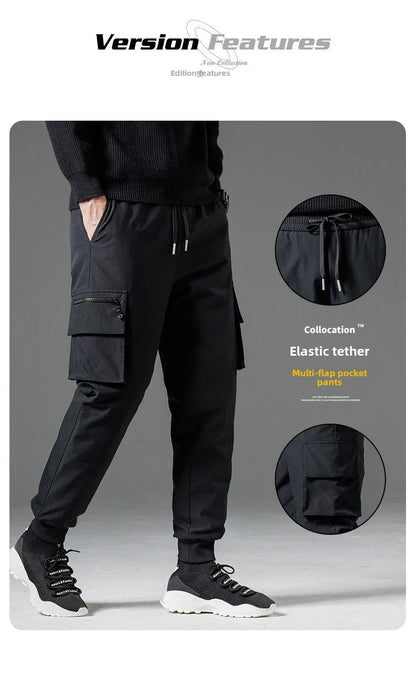 Winter Down Pants Men's Casual Waterproof Zipper Pocket Thick 90% Duck Down Cargo Pants Male Jogger Outdoor Warm Sports Pants.
