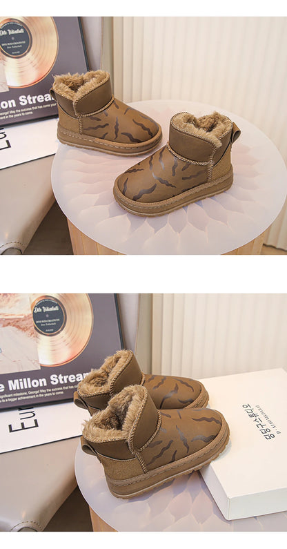Winter Plush Boots For Children Thick Warm Faux Fur Snow Boots Soft-soled Anti-slippery Boy's Girl's Warm Boots Winter Shoes Kid.