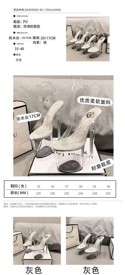Platform sandals Girl shoes 20CM crystal Summer high heels ladies shoes on sale Pole Dance Pumps sandalias de mujer verano.