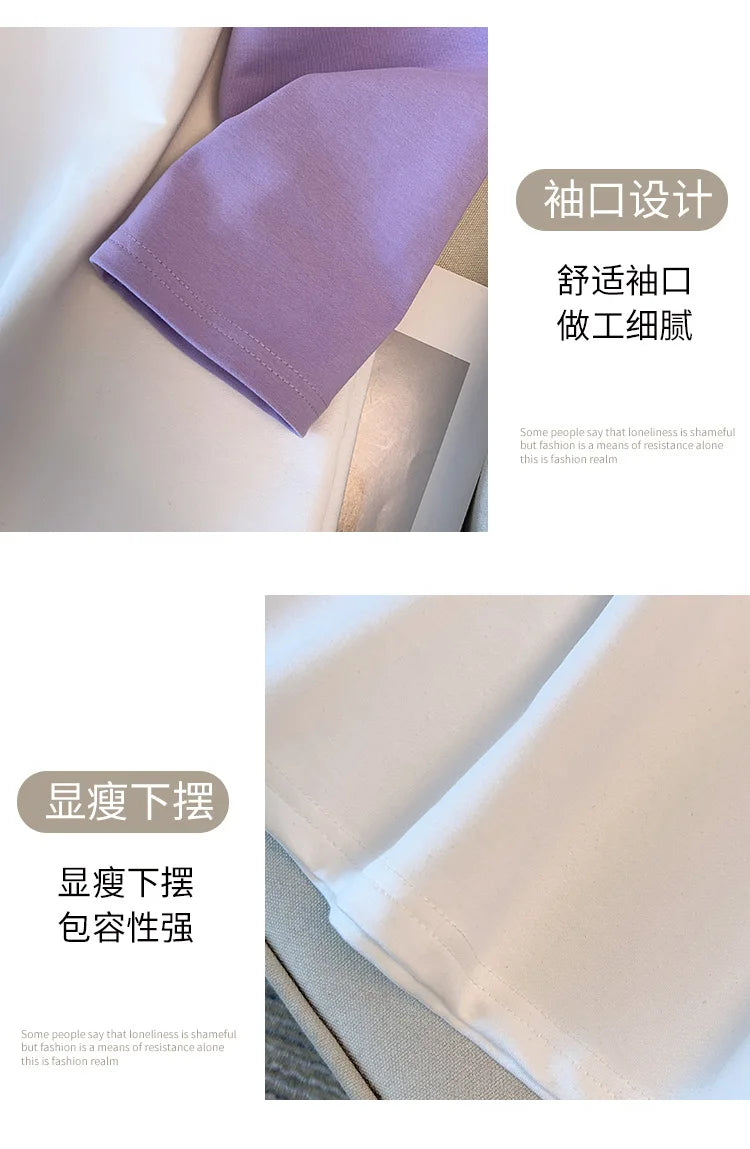 170kg plus size Damen büste Frühling Herbst loser Polo kragen kontrastieren des Sweatshirt schwarz lila 4xl 5xl 6xl 7xl 8xl 9xl.