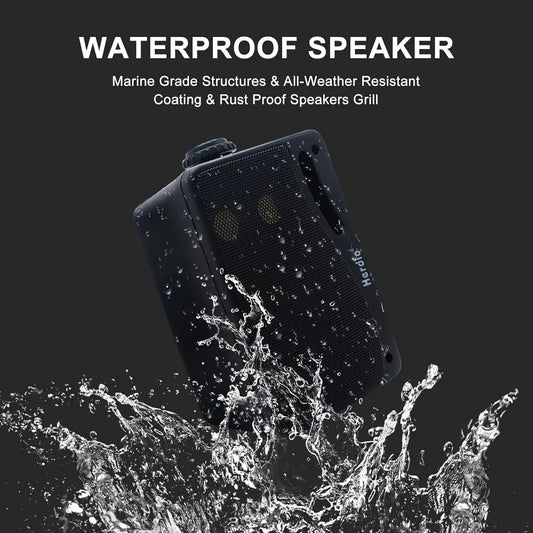 Herdio 3.5" Outdoor Bluetooth Speakers Waterproof 200W 3 Way Upgrade Premium Wall Mount Speakers Durable Mountable Loud Sound.
