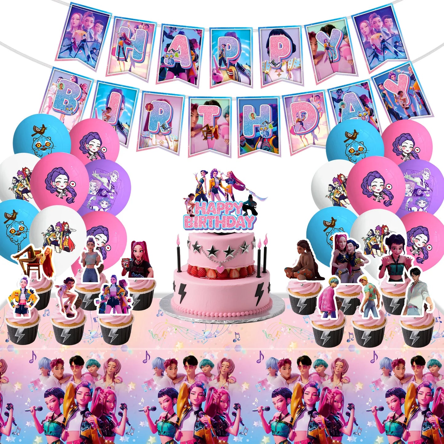 Neue Kpop Dämon Jäger Thema Einweg Geschirr Set Party Liefert Huntrix Saga Jungen Kuchen Topings Geburtstag Party Dekoration.