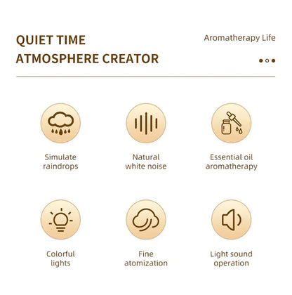 New Aroma Humidifier Raindrop Air Humidifier Colorful Atmosphere Light White Noise Music Essemtial Home Oil Fragrance Diffuser.