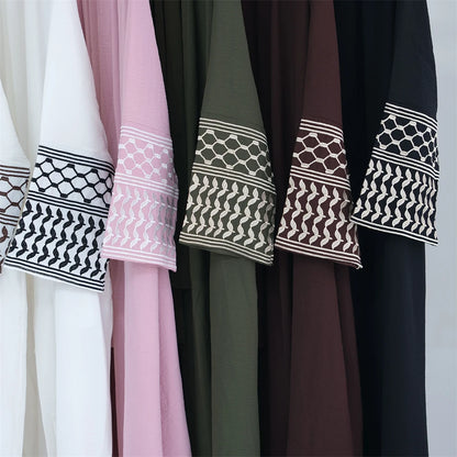 Linen Butterfly Embroidery Open Abaya Dubai Luxury 2024 Muslim Modest Kaftan Kimono Dresses Coat for Women Islam Clothing Kebaya.