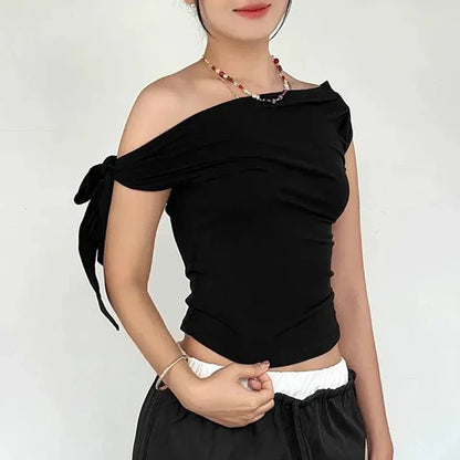Vacation Styles One-Shoulder Cropped Top Women One Shoulder Top Casual Applicable For Vacation Brand New Condition
