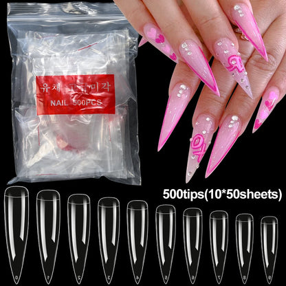240PCS/Box False Nail Tips Square Straight Extra Long Half Cover Nails Artificial Acrylic False Nail Tips Press On Manicure Tool