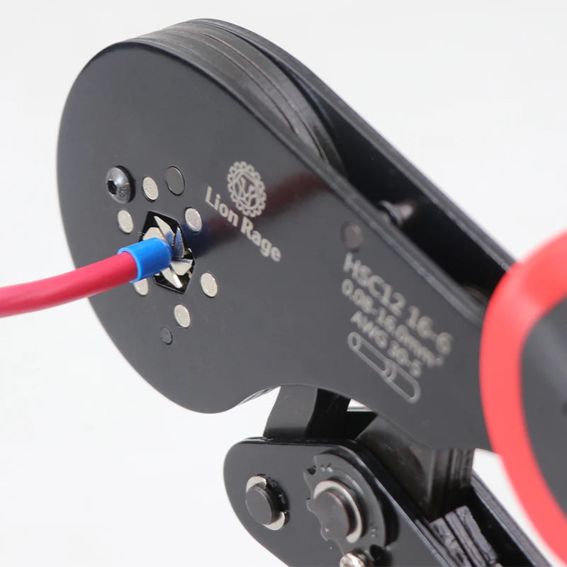 Aderendhülsen-Crimpzange HSC12 16–6 Mini-Rohrklemmen für große Anschlüsse, elektrische Klemmen, 0,08–16 mm2/30–5 AWG
