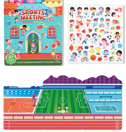 Kids' Reusable Castle Jelly Sticker Book Multi-Theme DIY Creative Jelly Stickers Portable Quiet Busy Book Montessori Sticker Toy