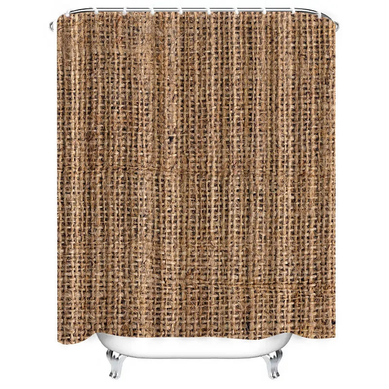 Duschvorhang aus natürlicher Jute, rustikaler gewebter wasserdichter Stoff für Badezimmerdekoration in brauner Farbe (180 x 180 cm), AliExpress