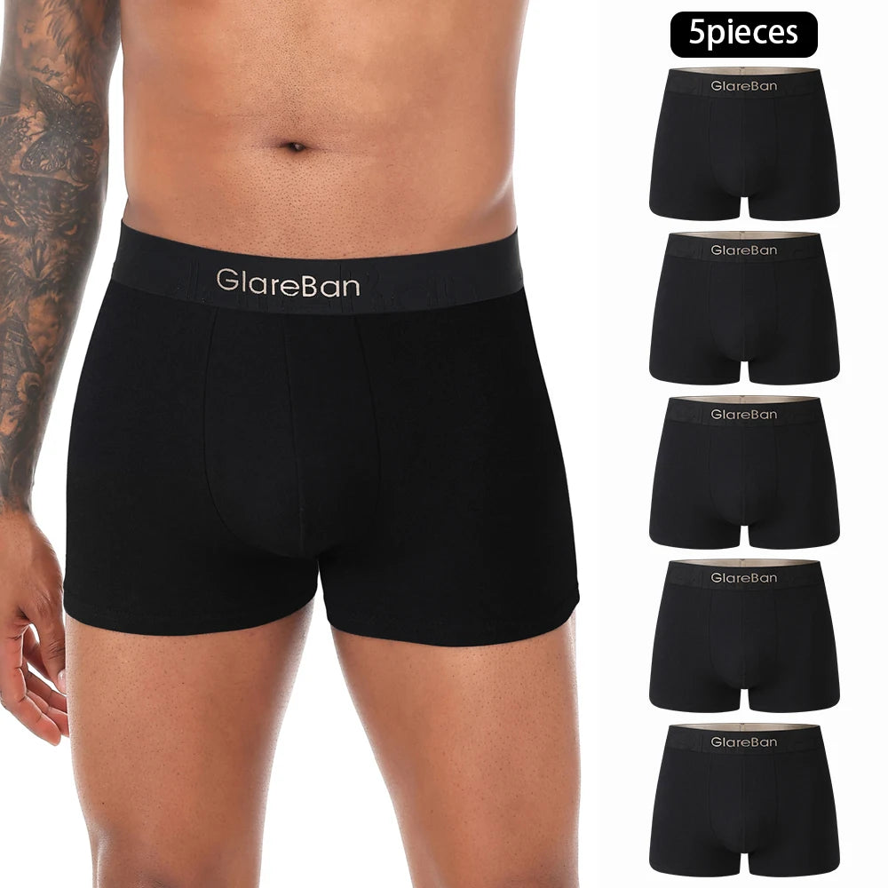 5 stück Pack Schwarz Gold Luxus Marke Baumwolle Boxer Shorts Männer Unterwäsche Weiche Männliche Unterhose für Männer Briefs Boxershorts Sport So