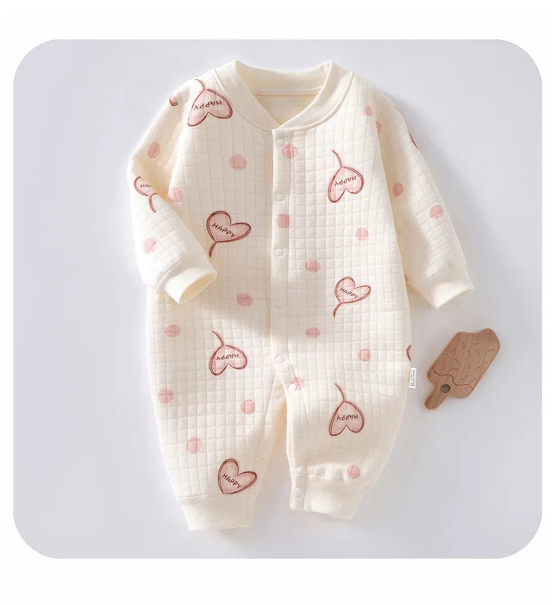 AYNIGIELL Baby Warm Overall Herbst und Winter Baby Baumwolle Kleidung Neugeborenen Pyjamas Niedlichen Muster Gedruckt Baby Overall.