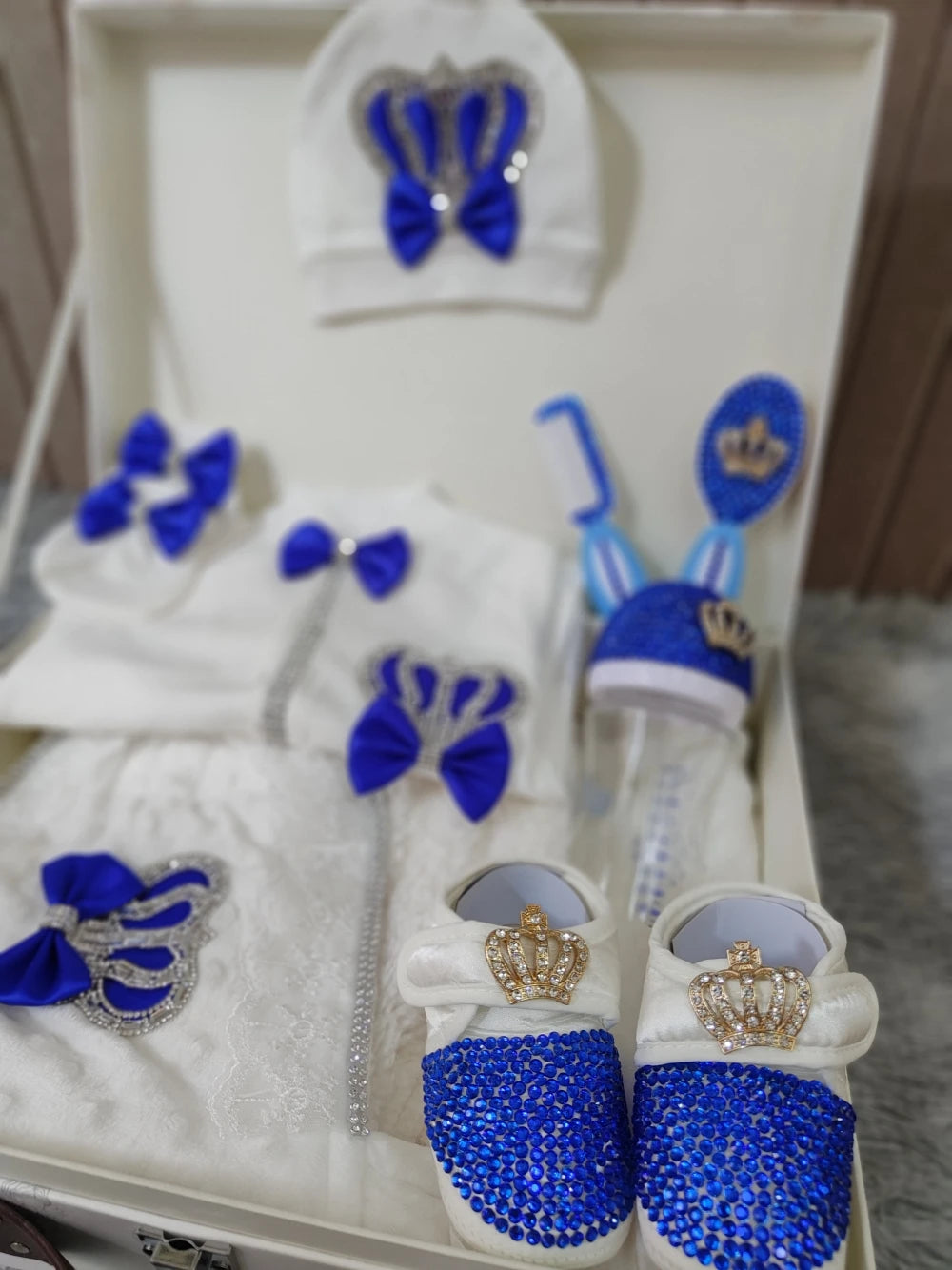 Dollbling 10pcs Welcome Home Precious Baby Boy Gift Set Gender Reveal Baby Essentials Bottles Receiving Blanket Swaddle Set.