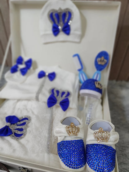 Dollbling 10pcs Welcome Home Precious Baby Boy Gift Set Gender Reveal Baby Essentials Bottles Receiving Blanket Swaddle Set.