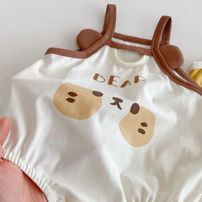 0–2 Jahre Baby-Strampler aus Baumwolle mit Tier-Cartoon-Motiv – bezaubernde Enten- und Bären-Designs – weich und bequem für Babykleidung.