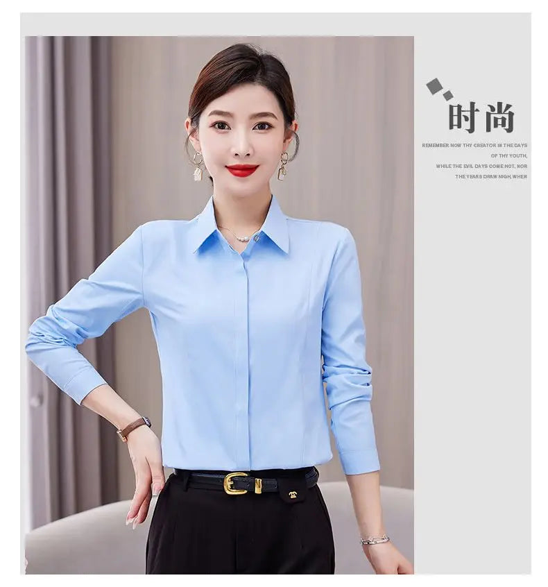 White Shirt Long-sleeved Slim Shirt Korean Style Professional Work Clothes Work Clothes.