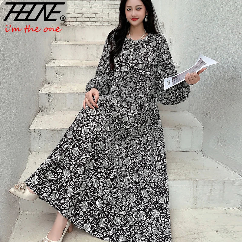 Kleid Frauen Kleidung plus Größe Frühling Sommer böhmischen Strand koreanischen Stil Blumen Vintage Vestidos Robe lose Kleider übergroß.