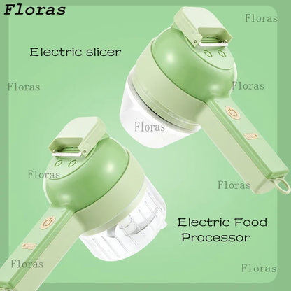 Electric Vegetable Cutter Set Handheld Wireless Electric Garlic Masher Food Chopper Meat Grinder Machine Food Peel Slice.