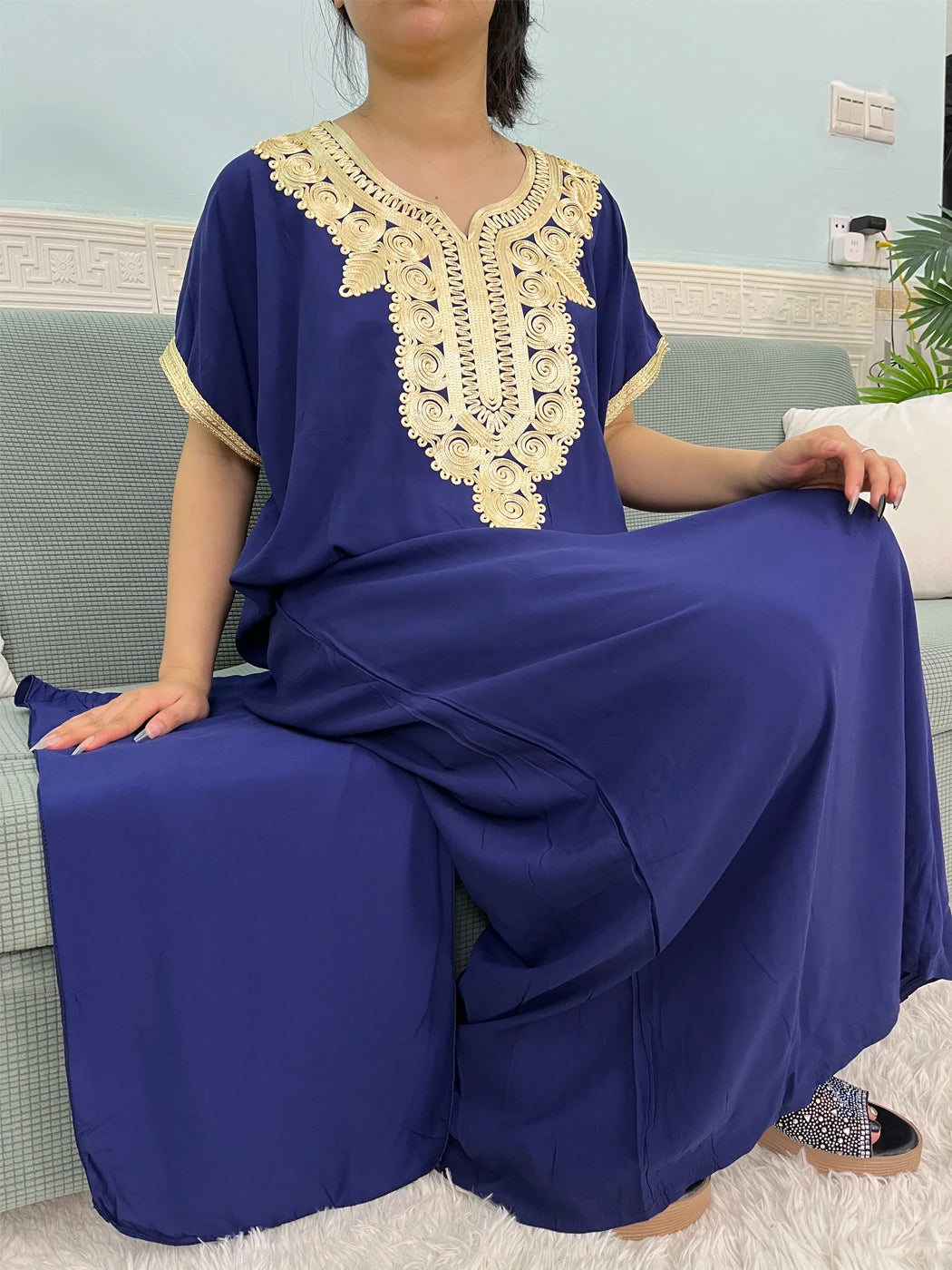Muslimische Reine Abayas Für Frauen Dubai Baumwolle Applikationen Lose Fit Femme Robe Türkei Islam Traditionelle Kleider Mit Kopftuch Turban.