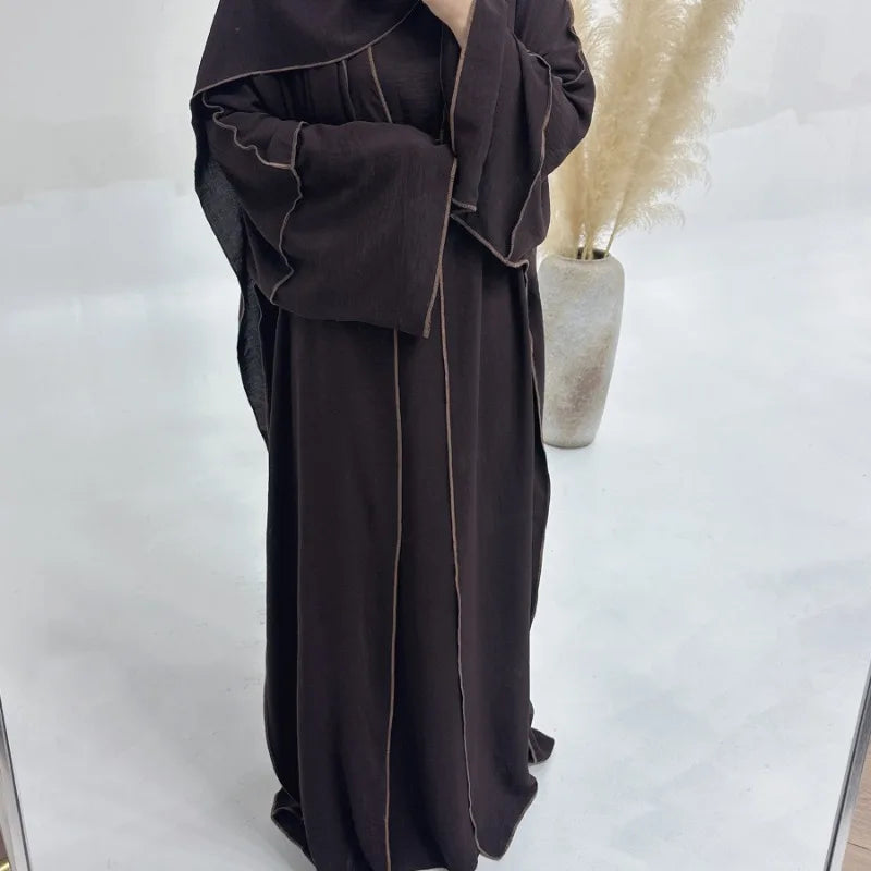 Muslim Abaya3 Pieces Dress for Women Arab Plain Hijab Ramadan Islamic.